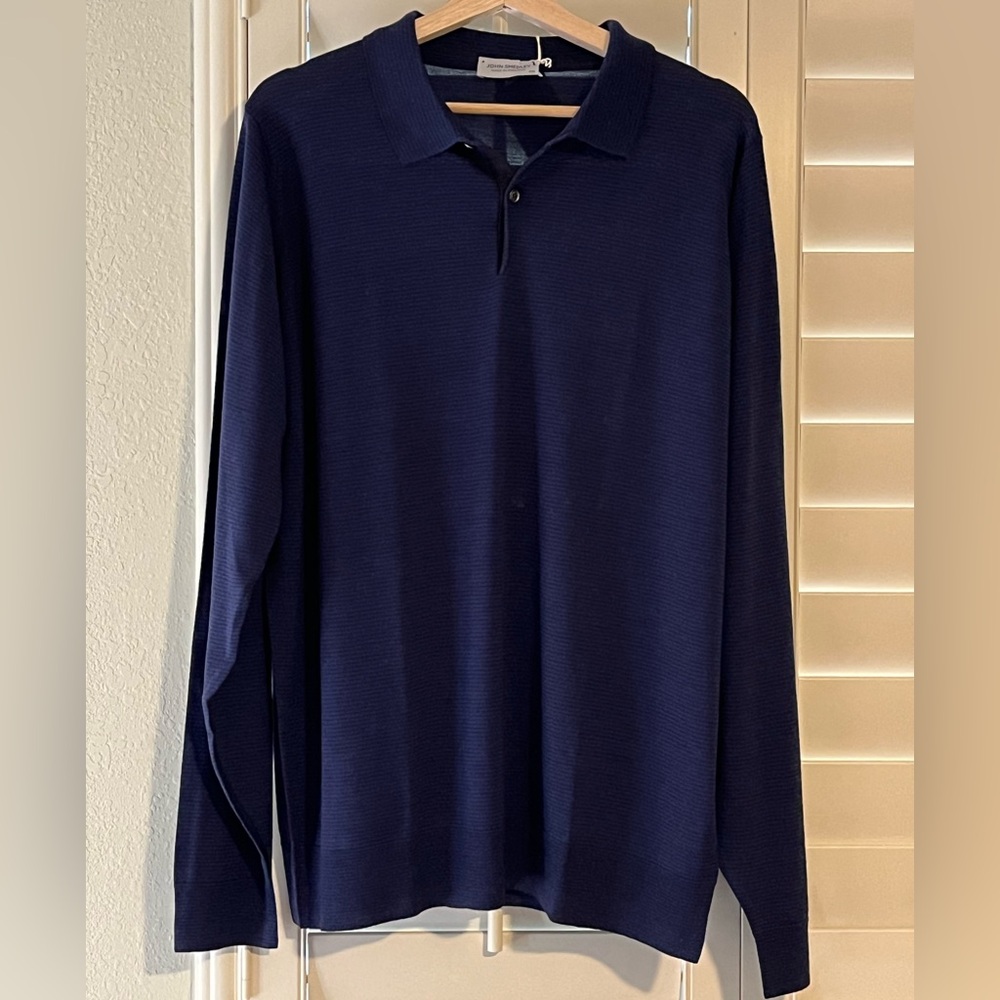 NWT JOHN SMEDLEY - Lockton Striped LS Polo Shirt